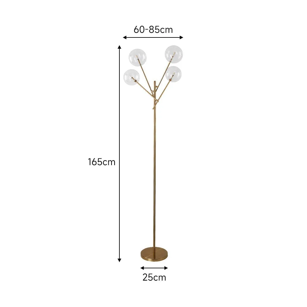 155cm H Gold Foot Switch 4 Light Tree Floor Lamp