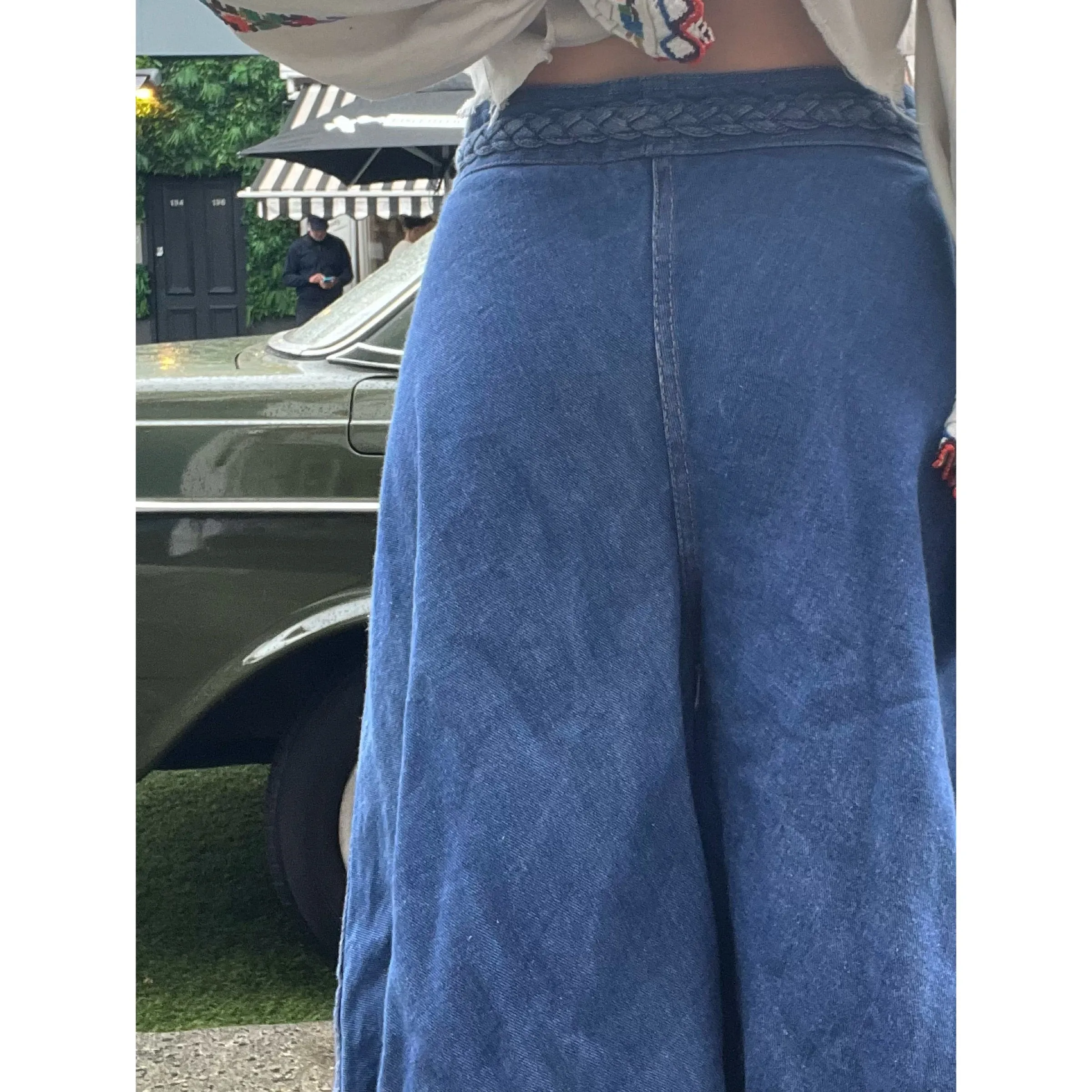 1970s Denim culotte pants blue