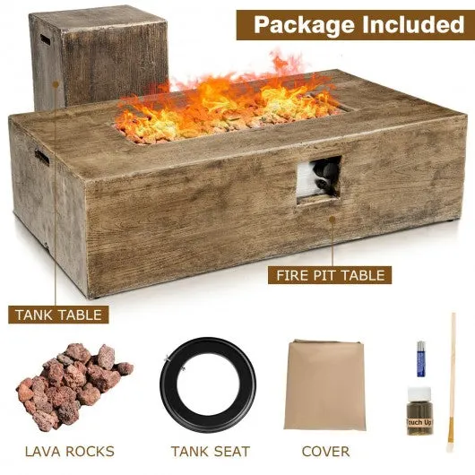 2PCS Outdoor Propane Fire Pit Table Set