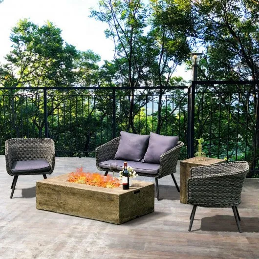 2PCS Outdoor Propane Fire Pit Table Set