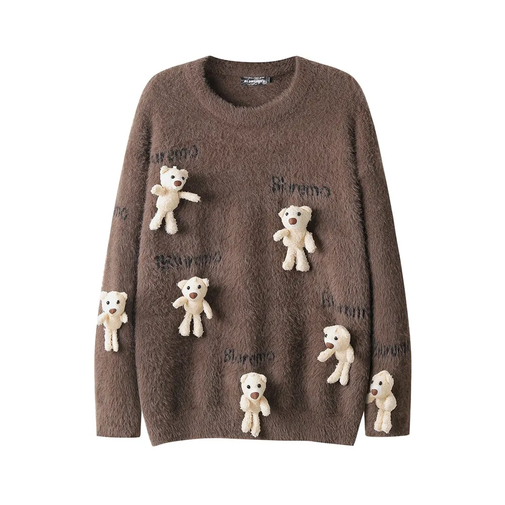 3D Bear Loose Knit Sweater