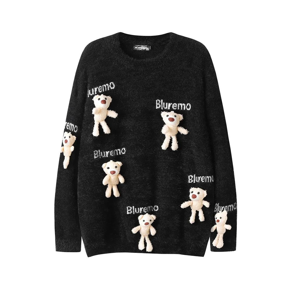 3D Bear Loose Knit Sweater