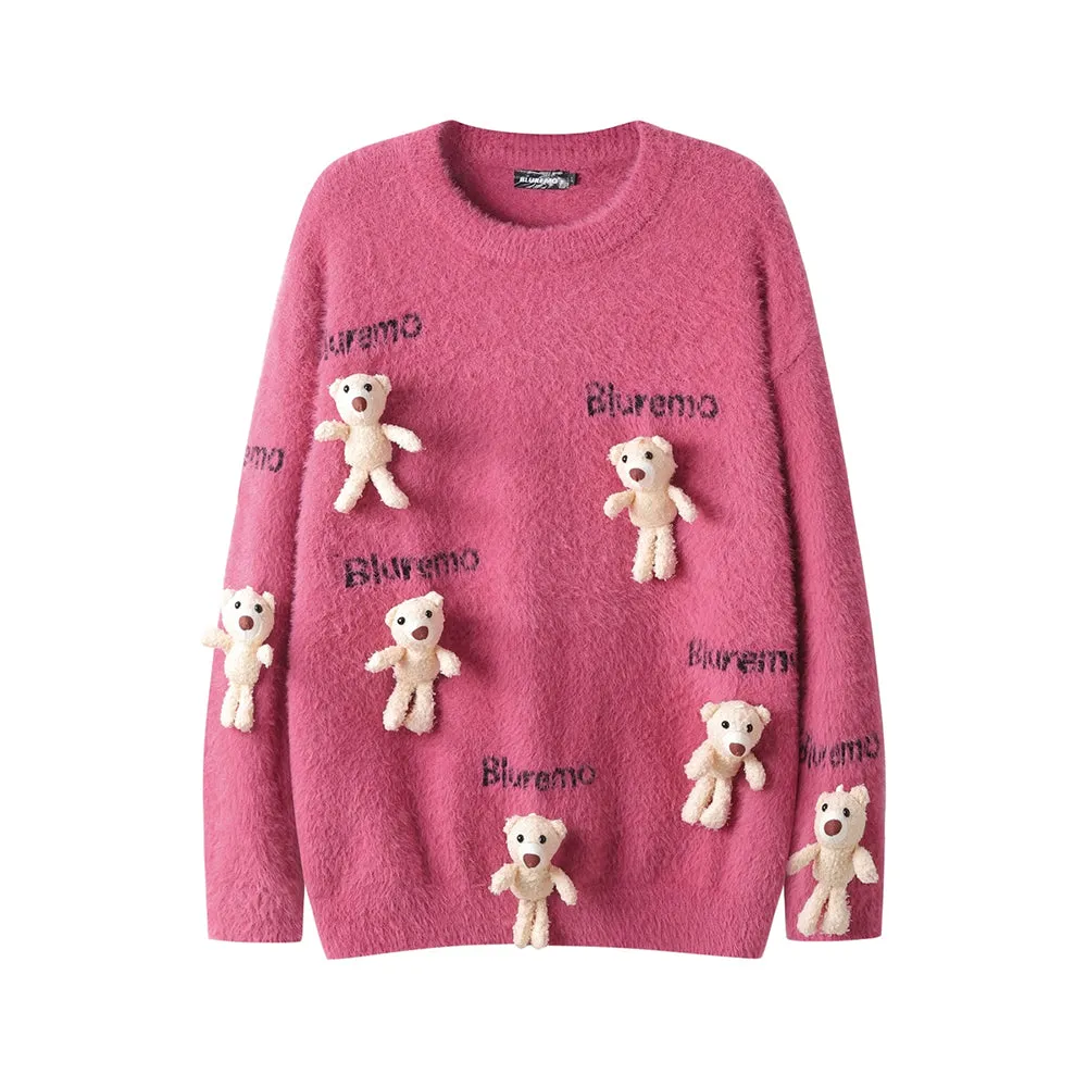 3D Bear Loose Knit Sweater