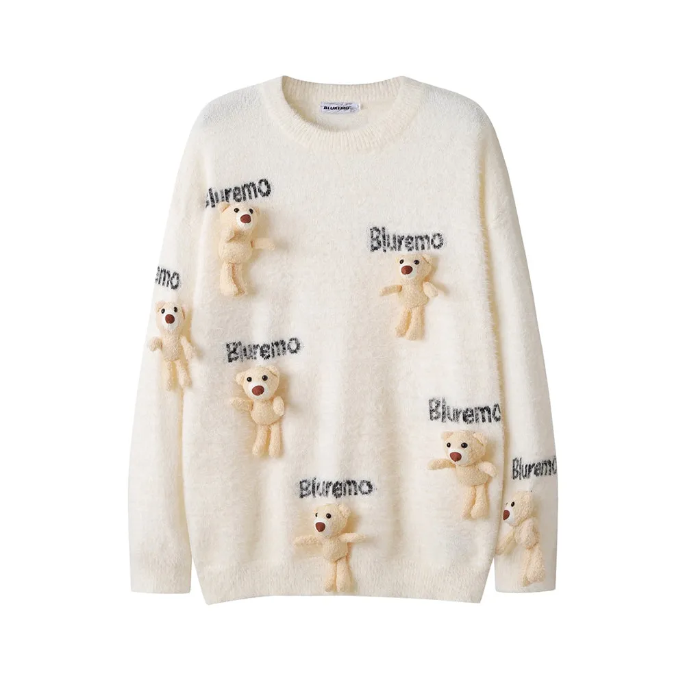 3D Bear Loose Knit Sweater