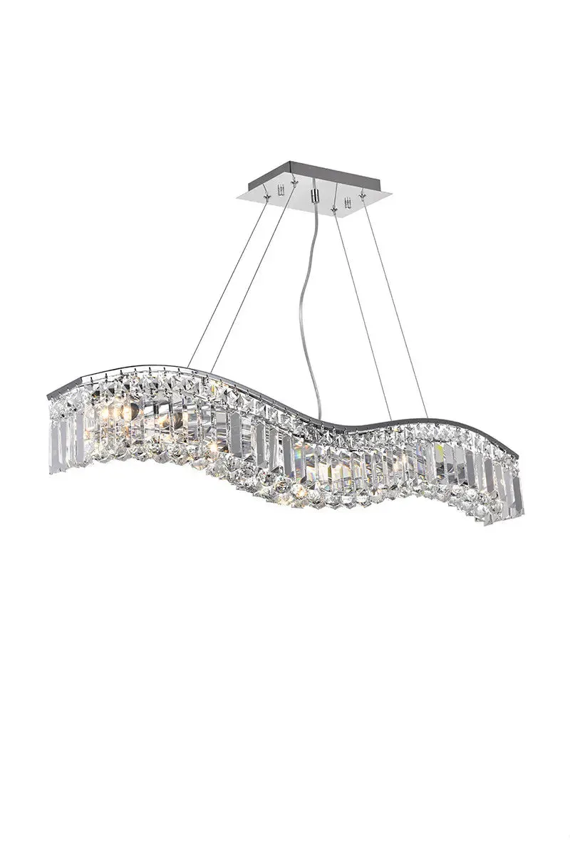 8004P36C-A Glamorous 7-Light Wave Linear Crystal Chandelier