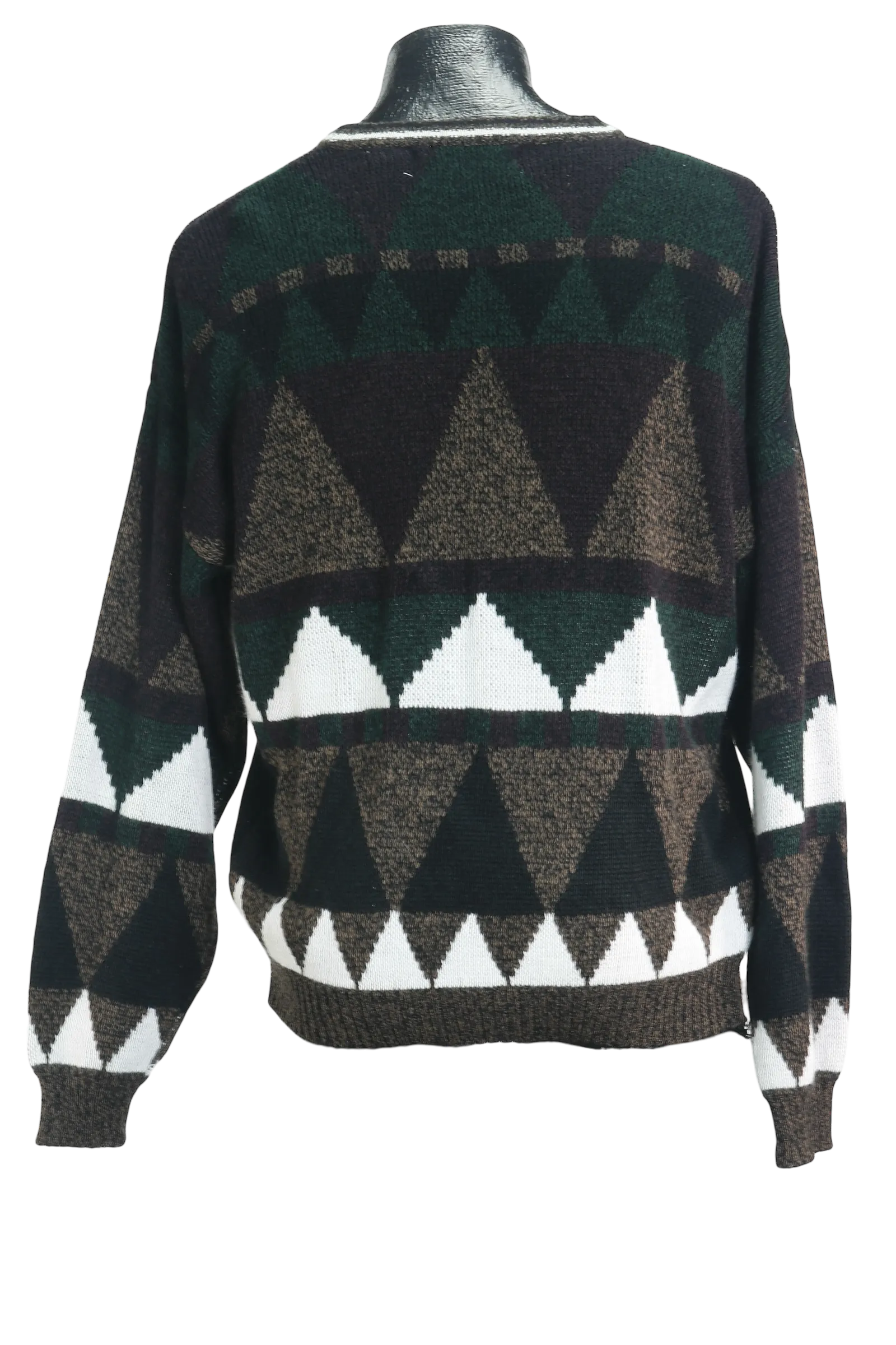 80s Grn/Maroon Triangle Sweater      L