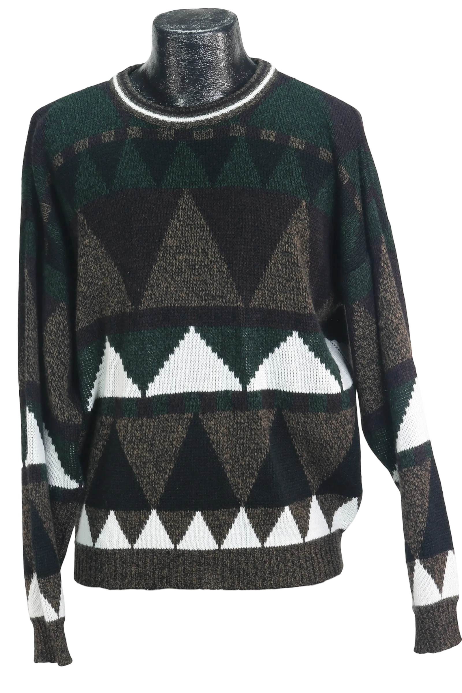 80s Grn/Maroon Triangle Sweater      L