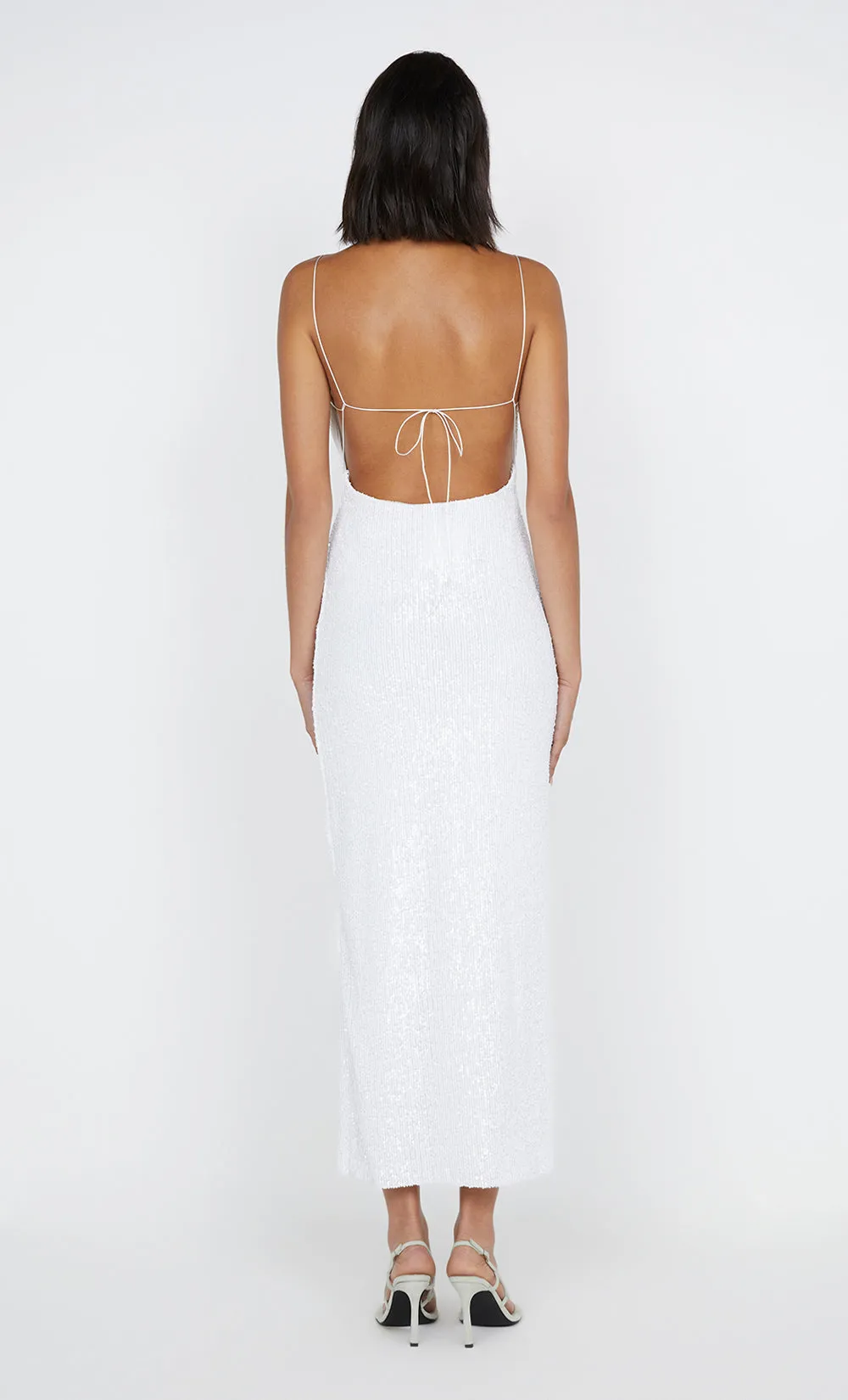 AALIYAH SEQUIN MAXI DRESS - WHITE