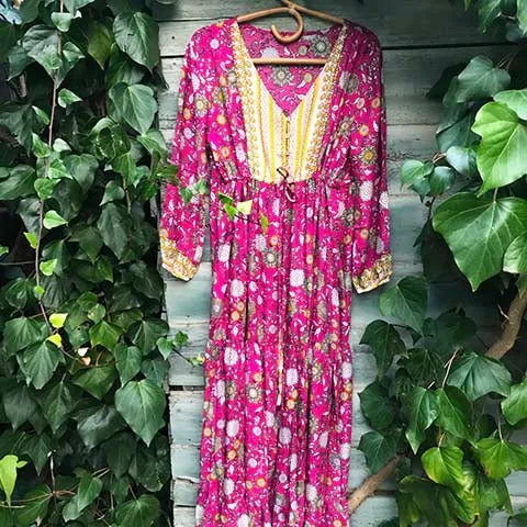 Abigail Peasant Cerise Maxi Dress