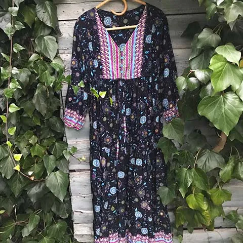 Abigail Peasant Raven & Sky Maxi Dress