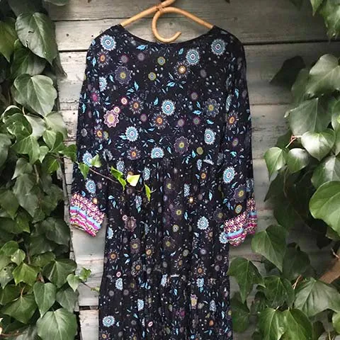 Abigail Peasant Raven & Sky Maxi Dress