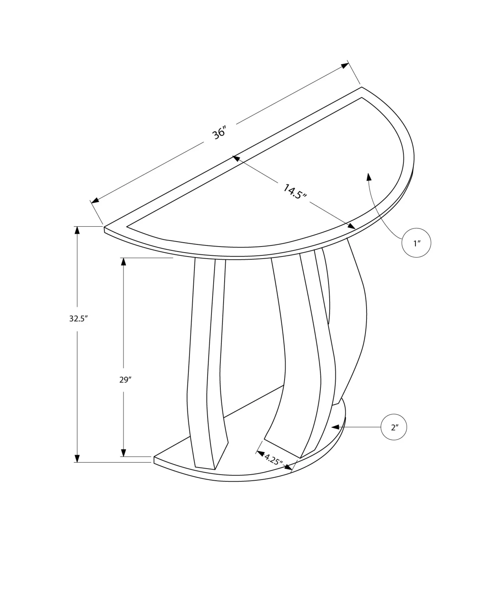 Accent Table - 36"L / Brushed Silver / Mirror