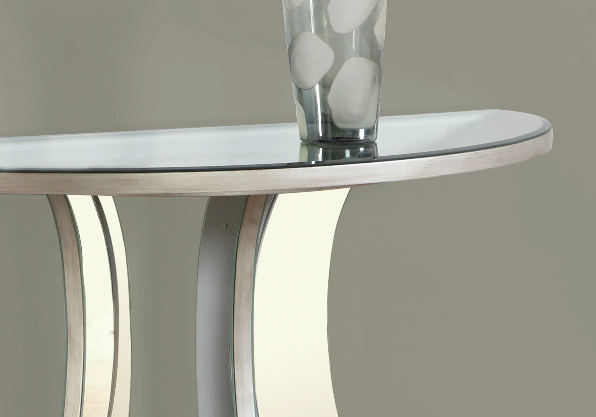 Accent Table - 36"L / Brushed Silver / Mirror