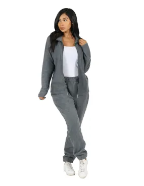 Active Fleece Mock Neck Raglan Jacket and Jogger Set