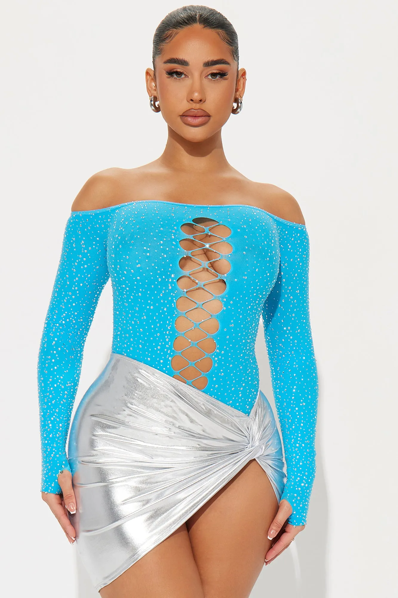 All That Glitters Seamless Bodysuit - Aqua