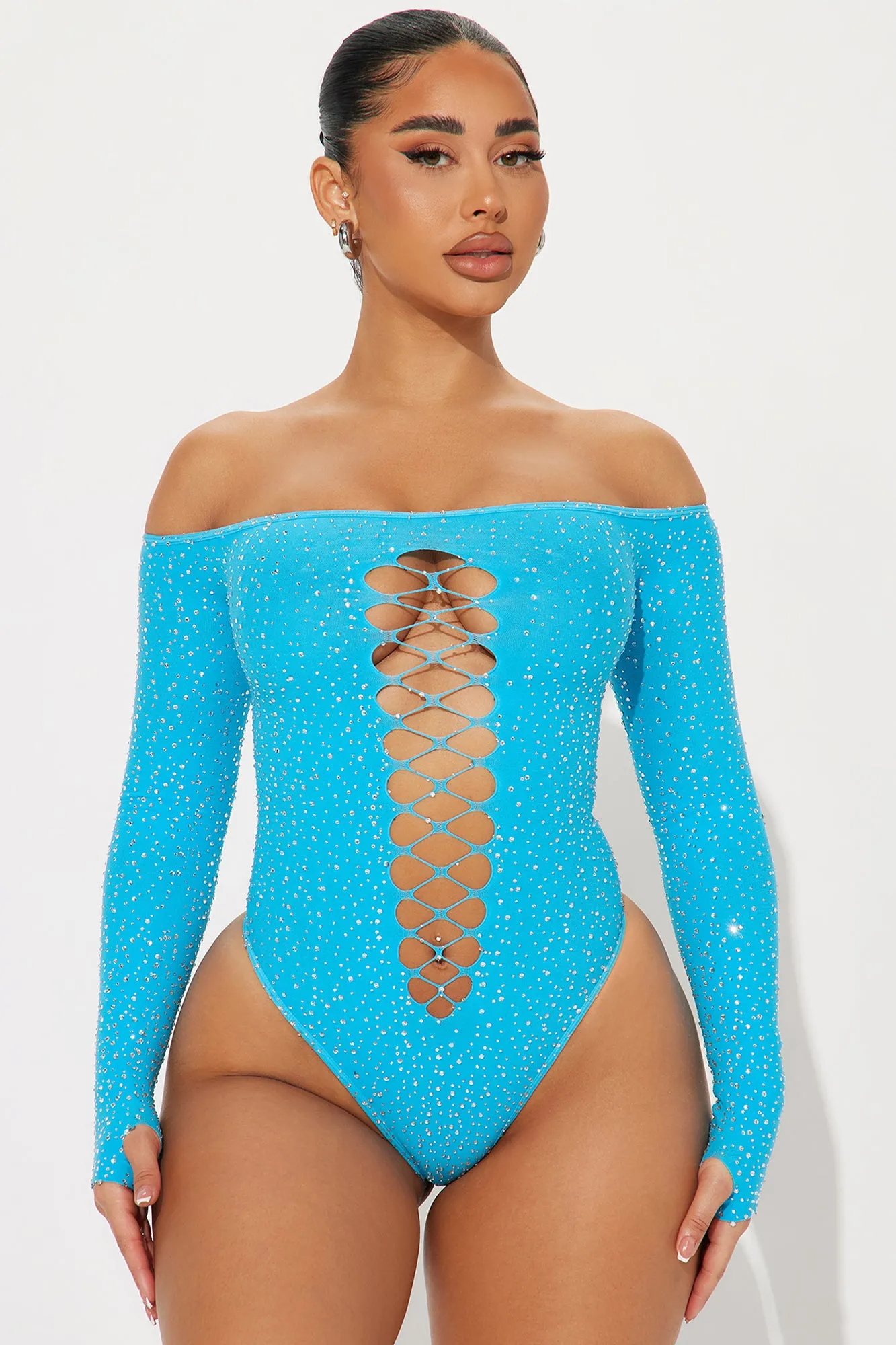 All That Glitters Seamless Bodysuit - Aqua