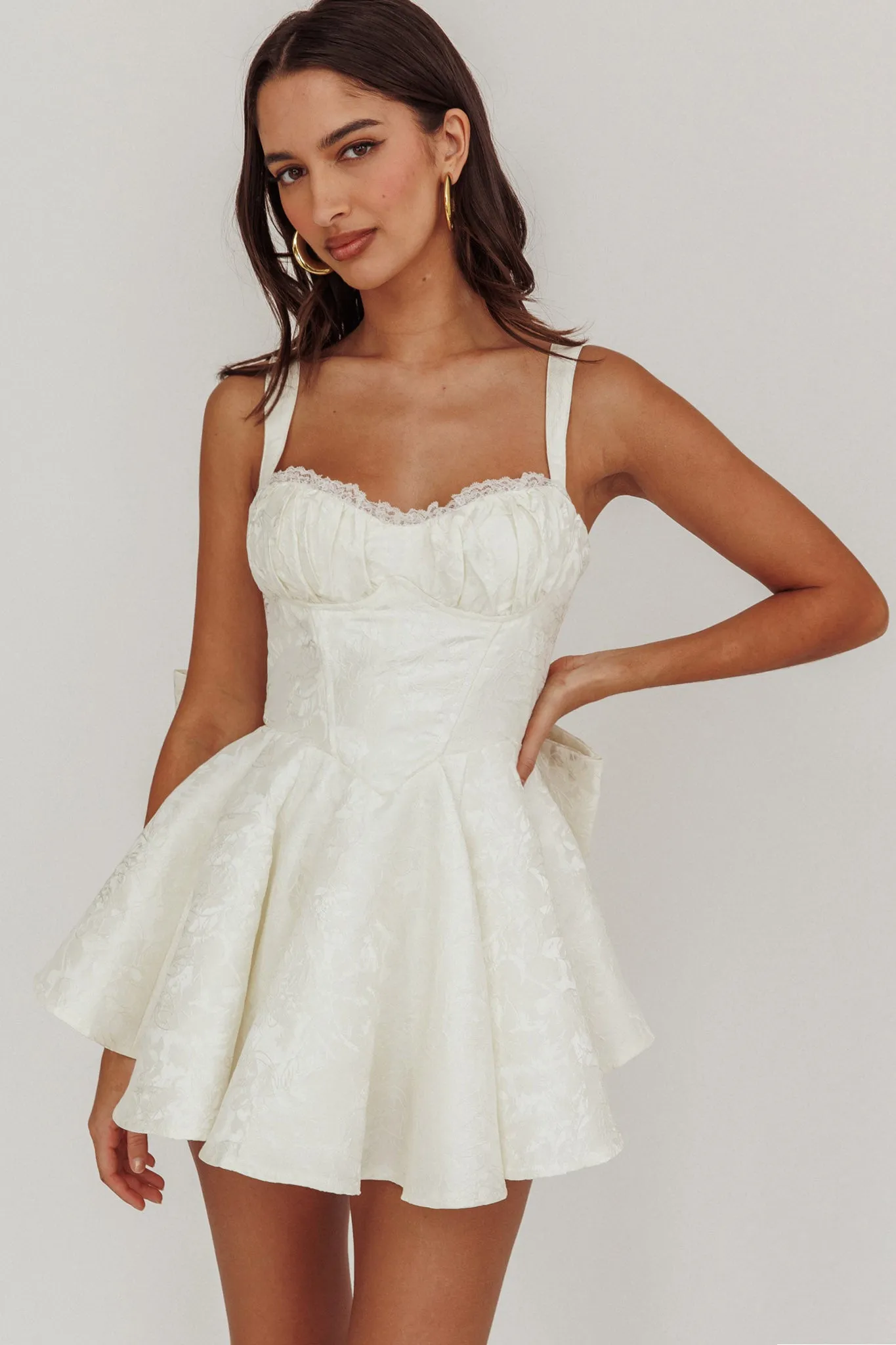 All To You Jacquard Bow Romper White