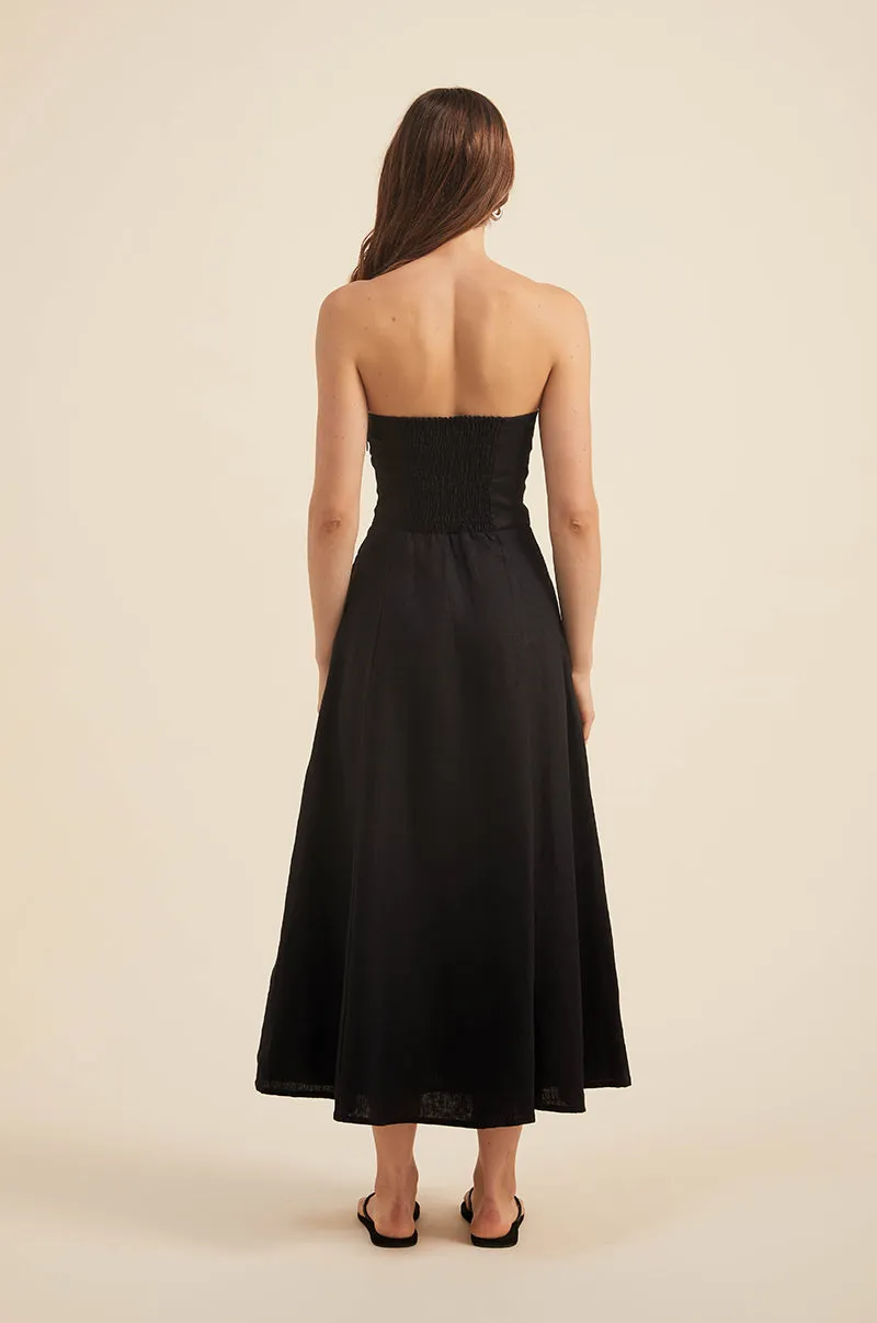 AMARA Midi Dress - black linen