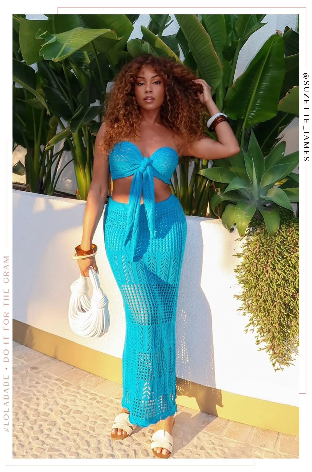 Amari Two Piece Crochet Skirt Set - Blue