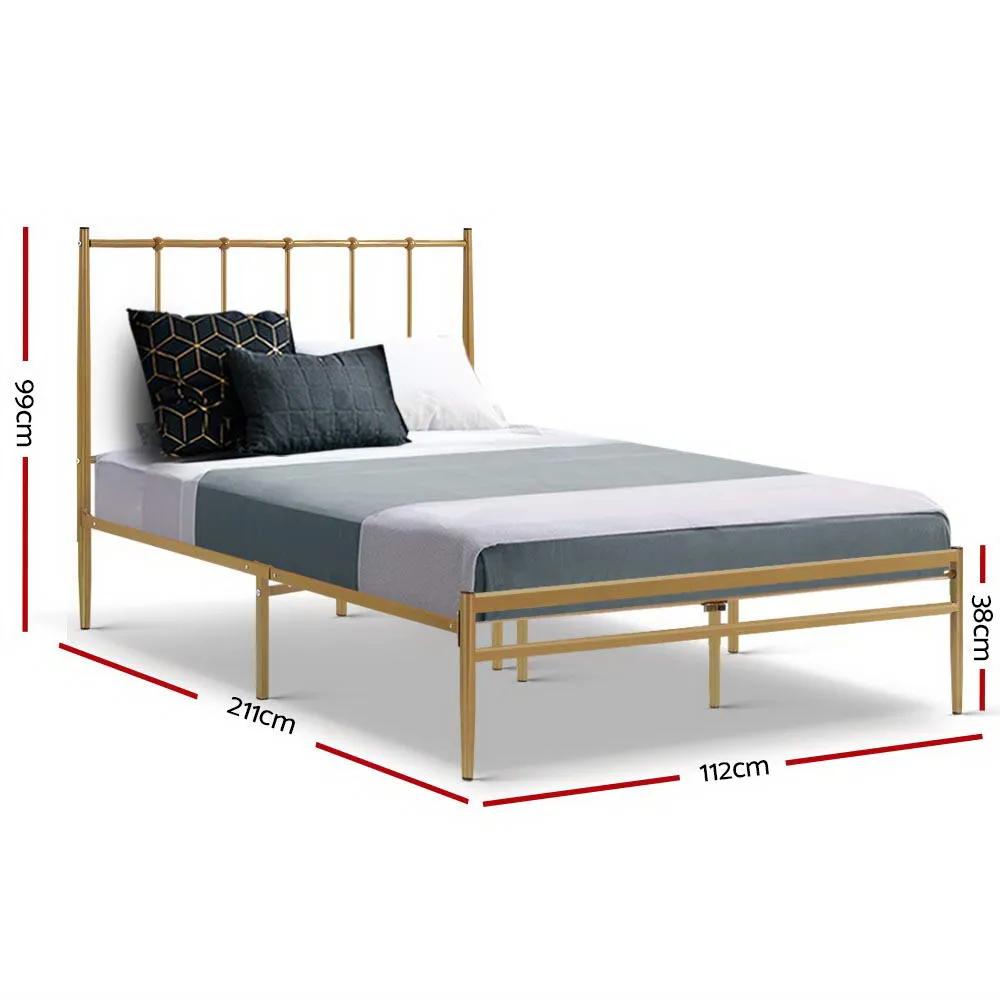 Amor Metal King Single Bed Frame Gold