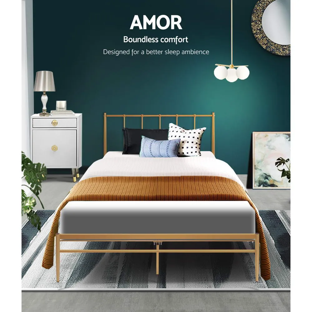 Amor Metal King Single Bed Frame Gold