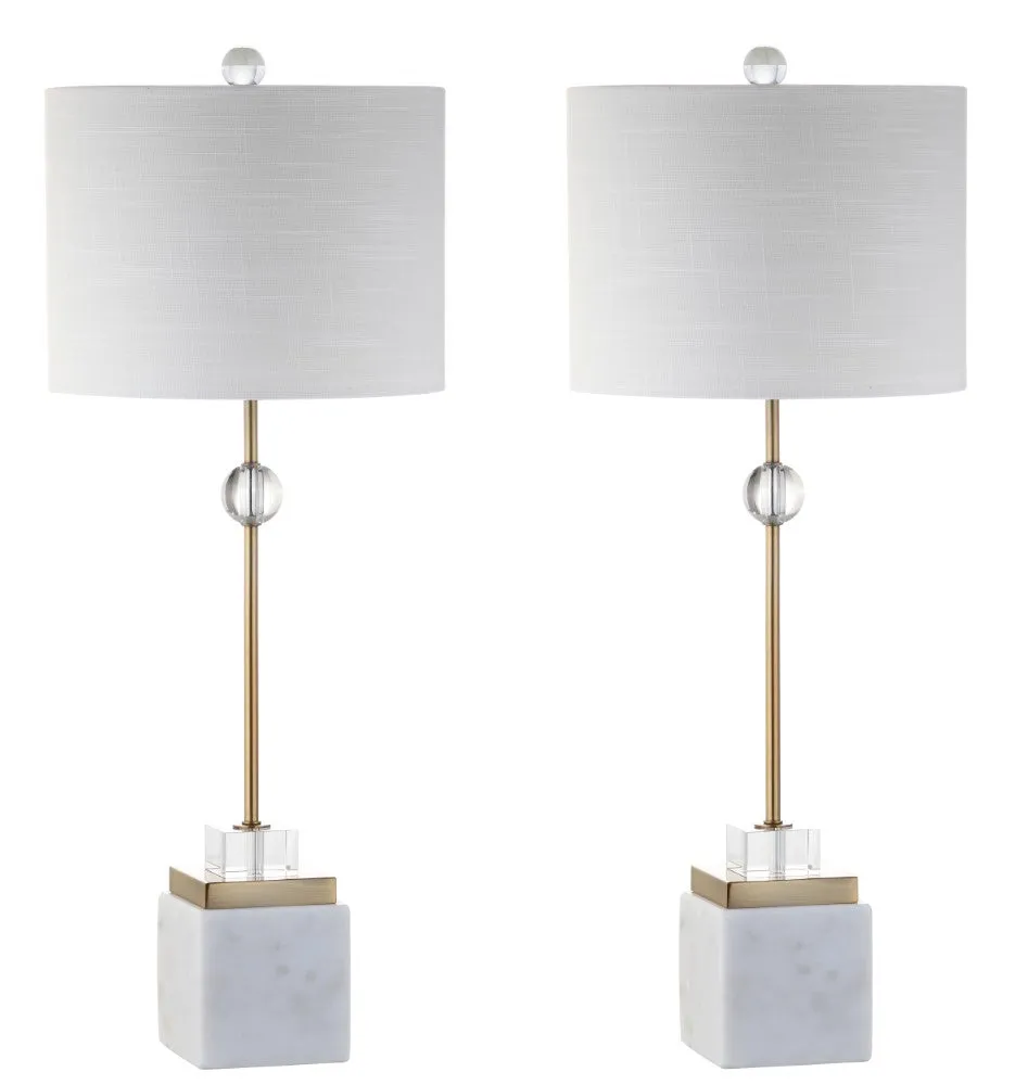 Andrea 30" Marble/Crystal LED Table Lamp, Set of 2