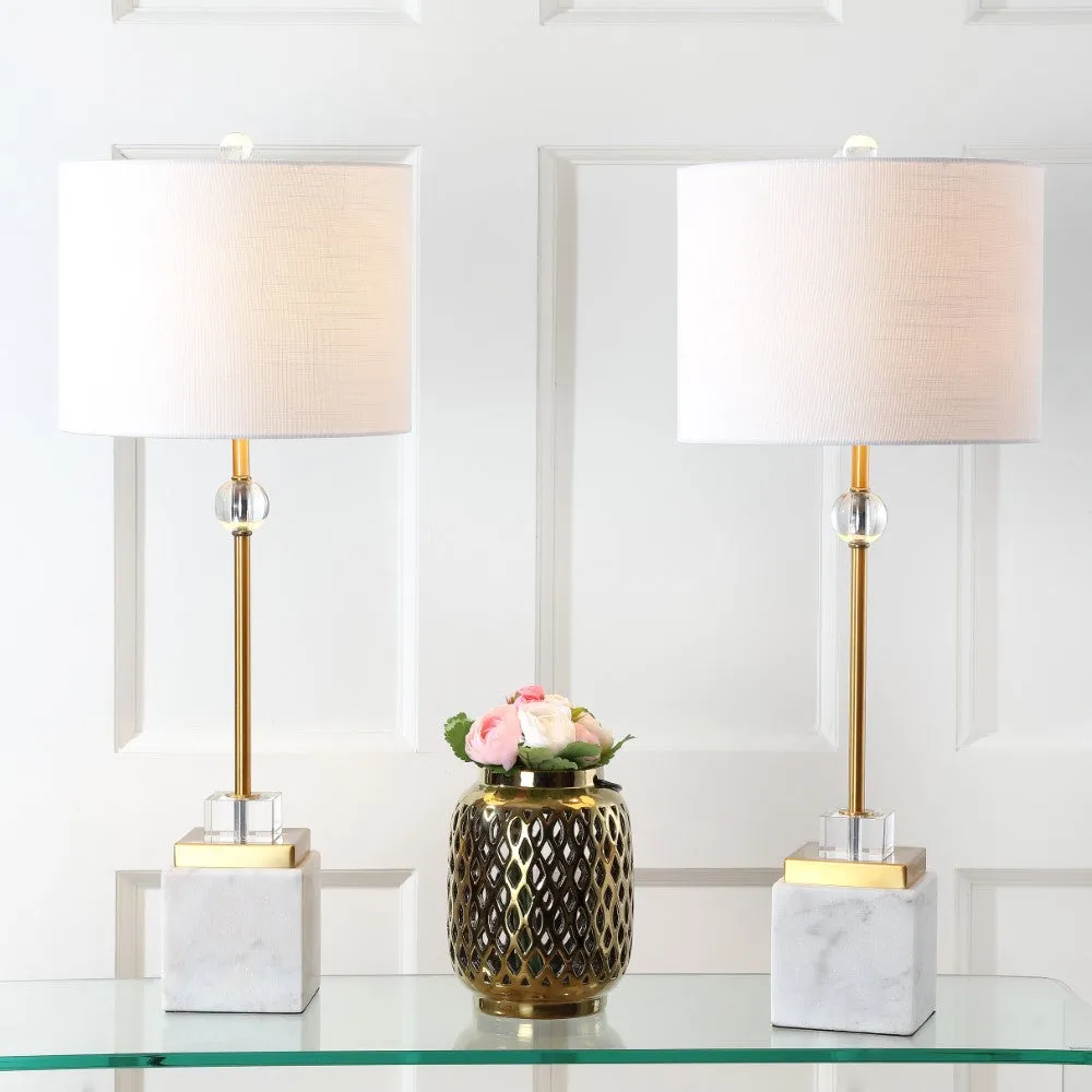 Andrea 30" Marble/Crystal LED Table Lamp, Set of 2