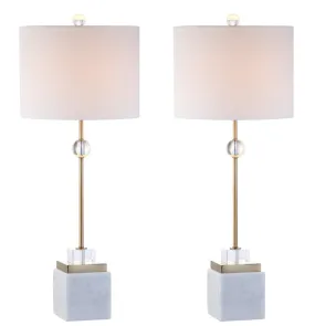 Andrea 30" Marble/Crystal LED Table Lamp, Set of 2