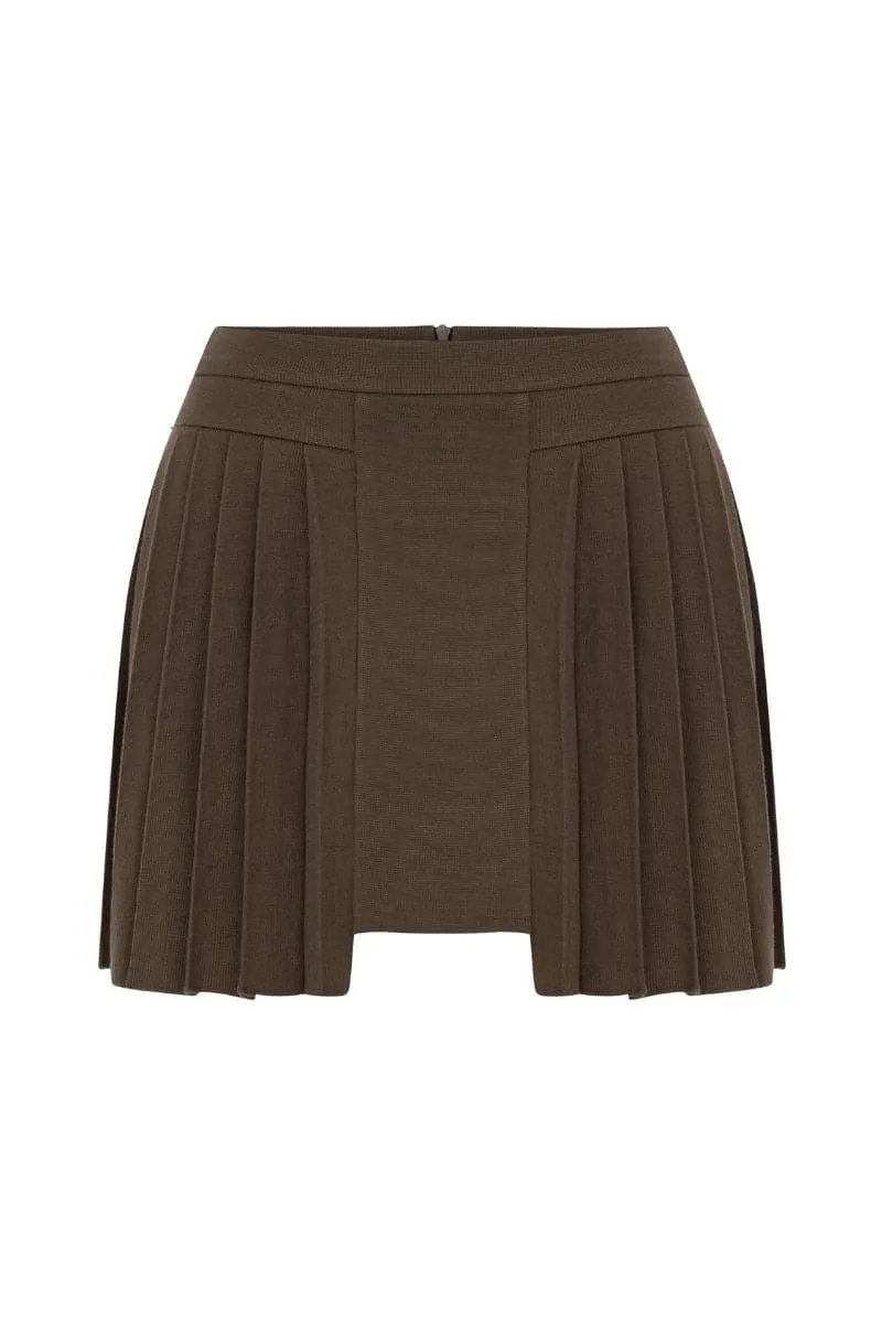 ATHENA CAPPUCCINO PLEATED SKIRT