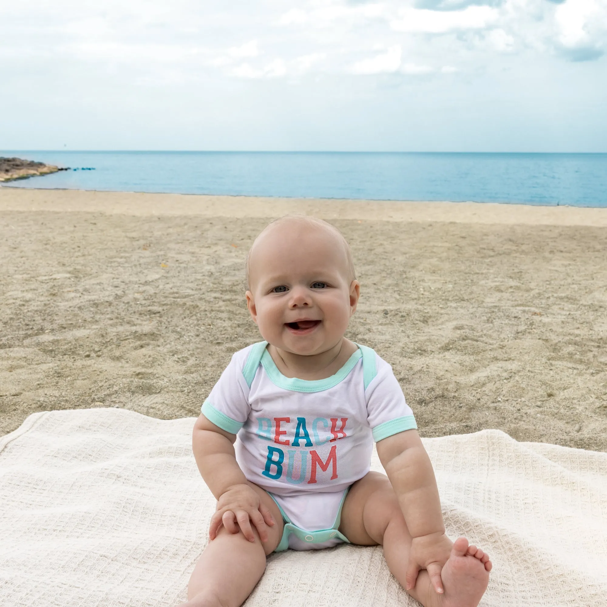 Beach Bum Aqua Trimmed Bodysuit