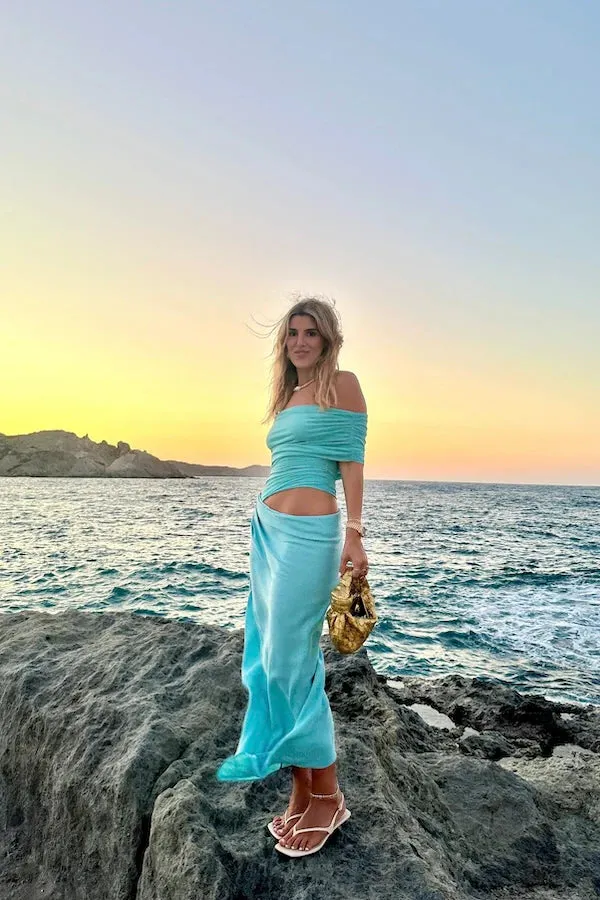 Benni Nico Off Shoulder Maxi Dress - Aquamarine