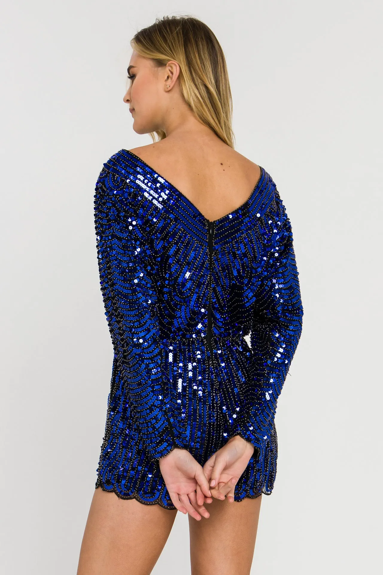 Boat Neck Sequin Romper