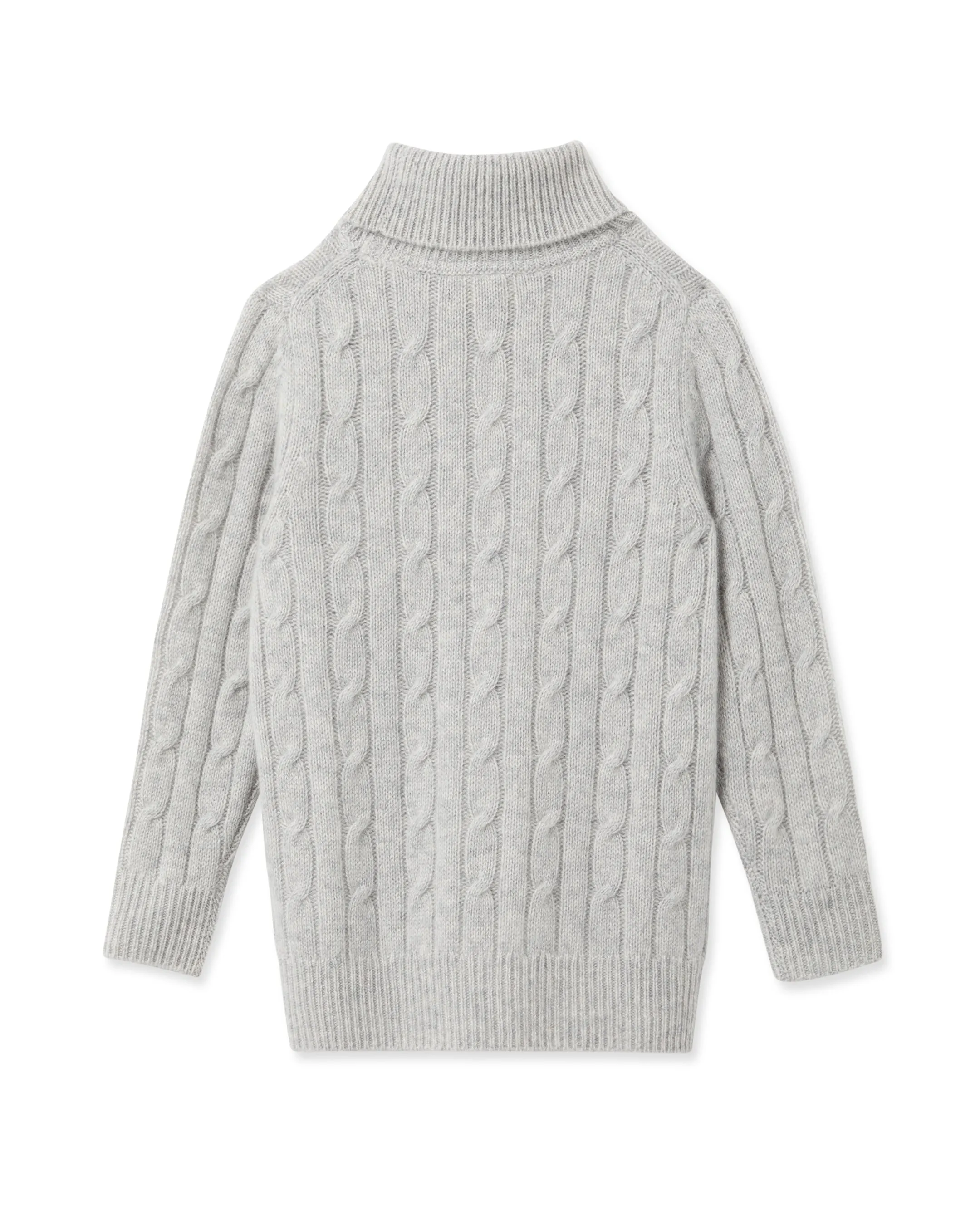 Boys Cable Roll Neck Cashmere Jumper Fumo Grey