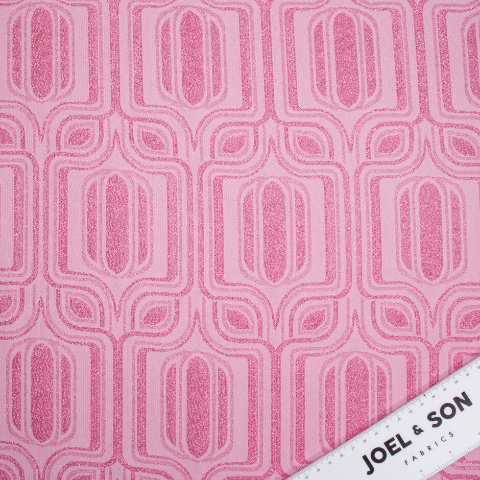 Bubble Gum Pink Geometric Metallic Blend Silk