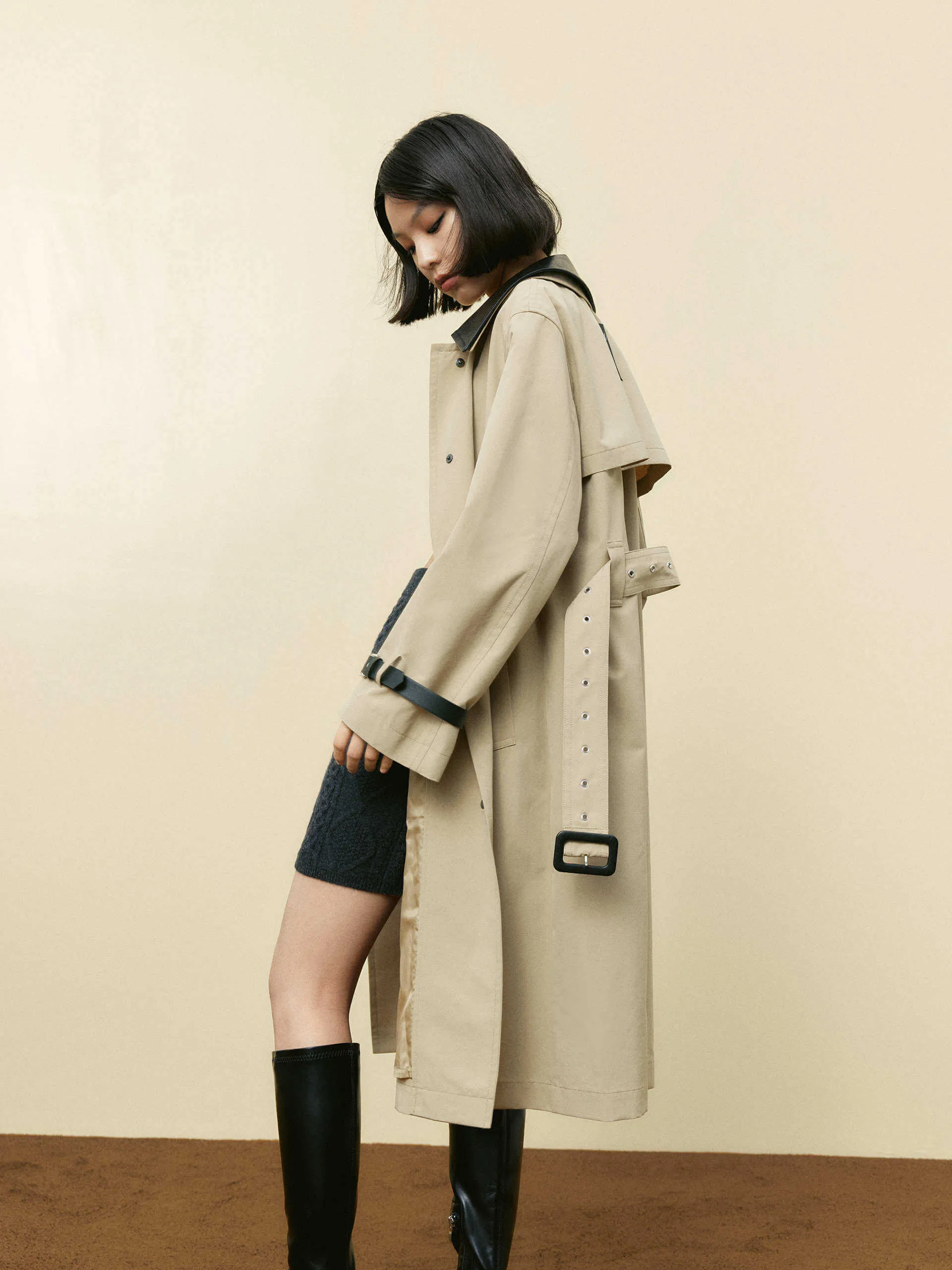 Camel Belted Trench Coat