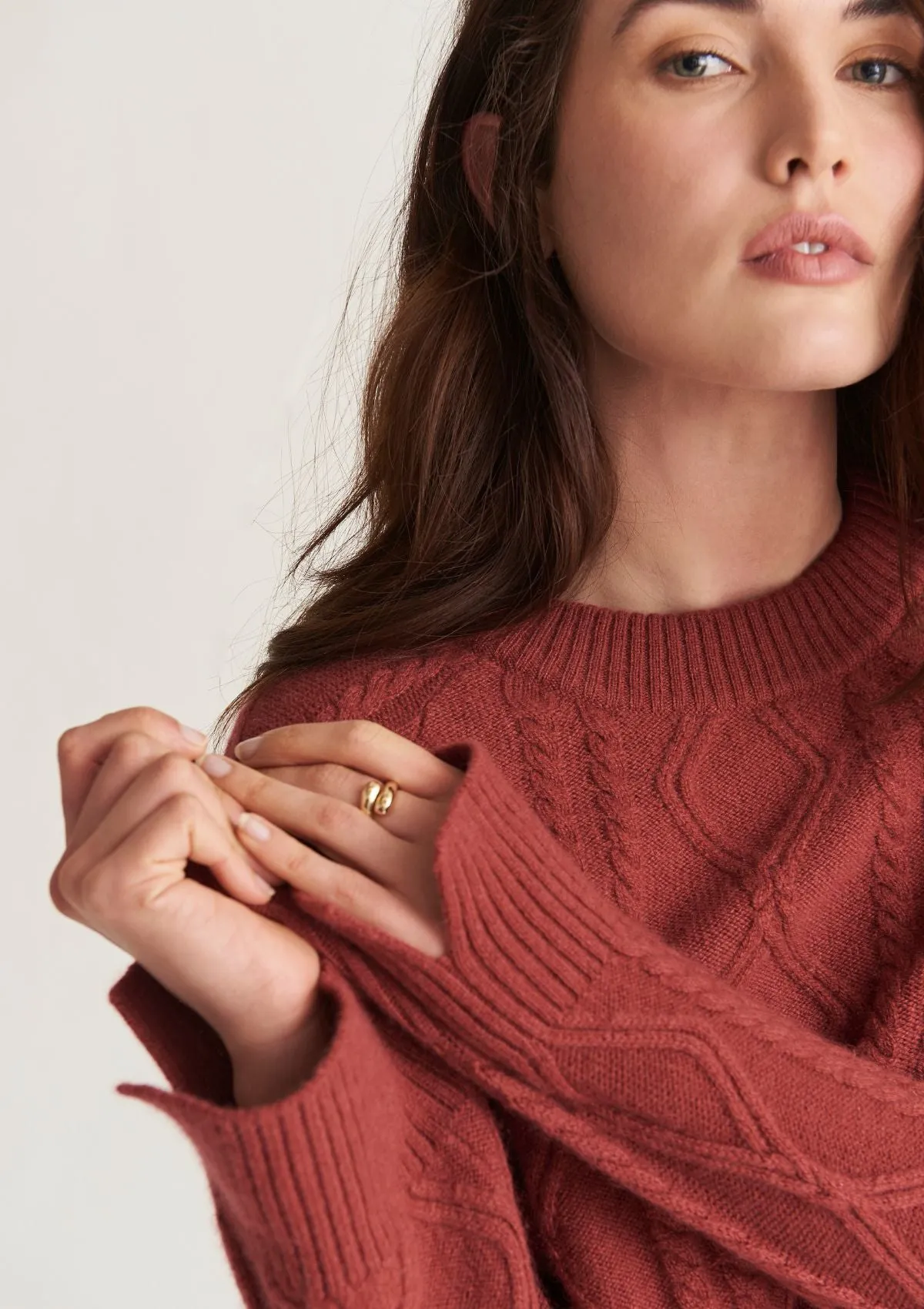 Cashmere Cable Sweater in Sierra Red