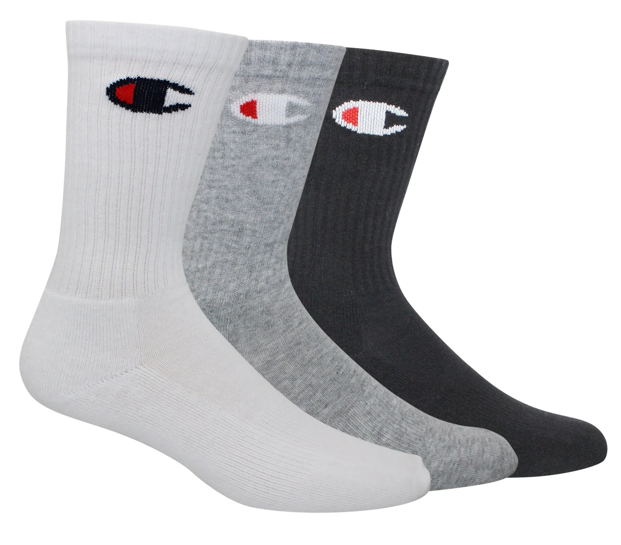 Champion LIFE Men's 3-Pack Athletic Life-C Logo Embroidered Crew Socks