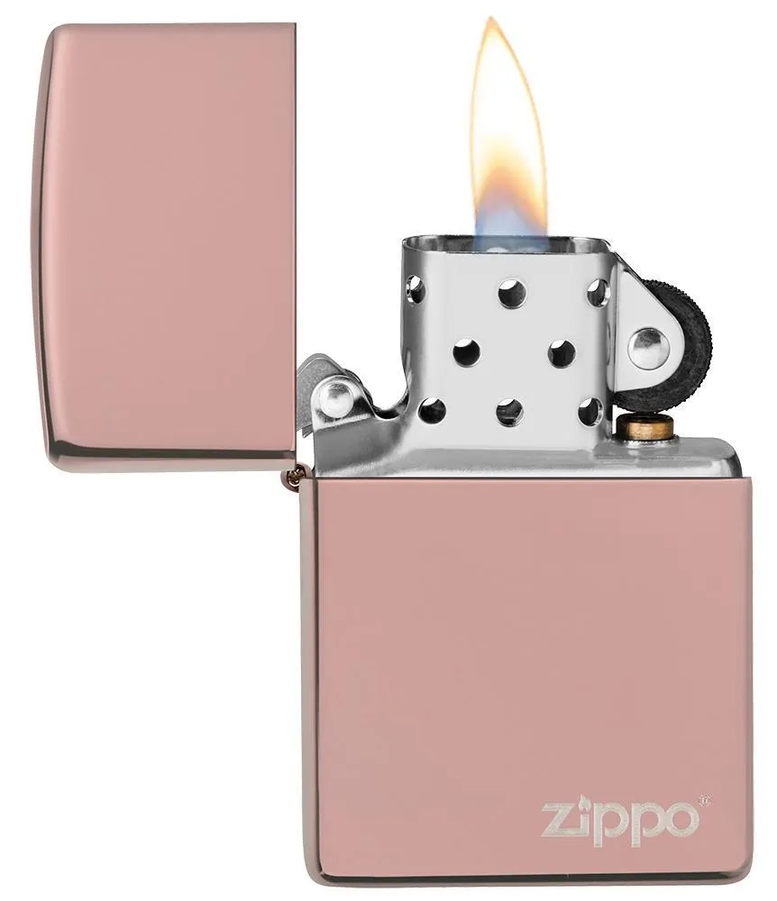 Classic High Polish Rose Gold Zippo Logo