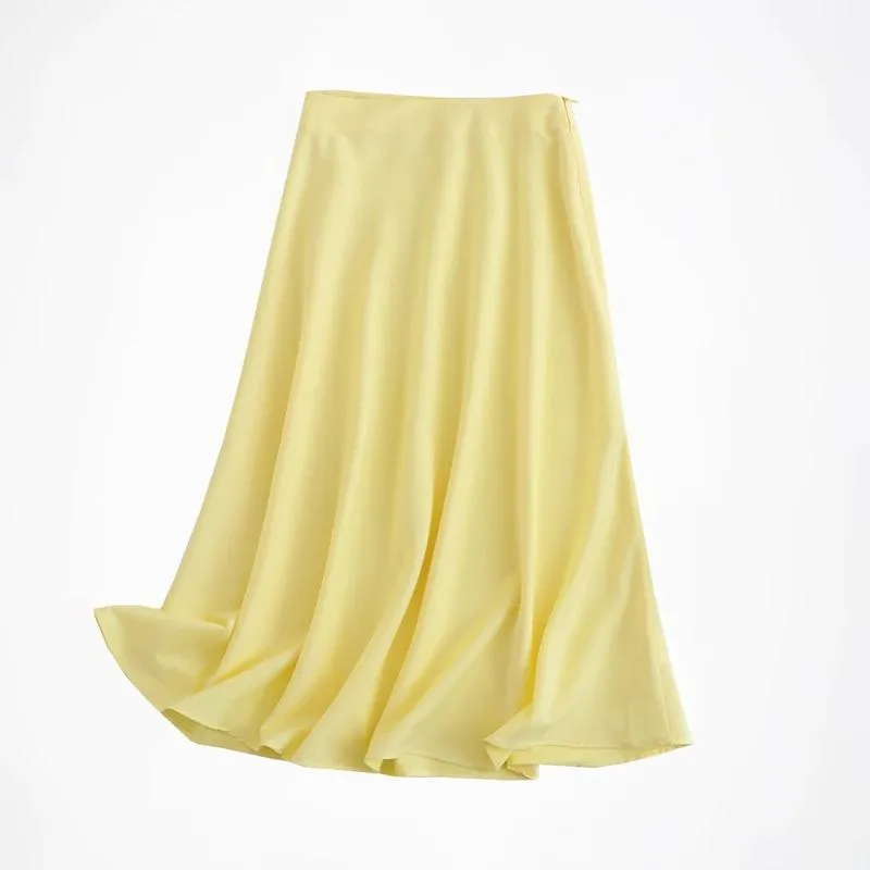 Classy Vibrant Midi A-Line Skirt with Side Zipper