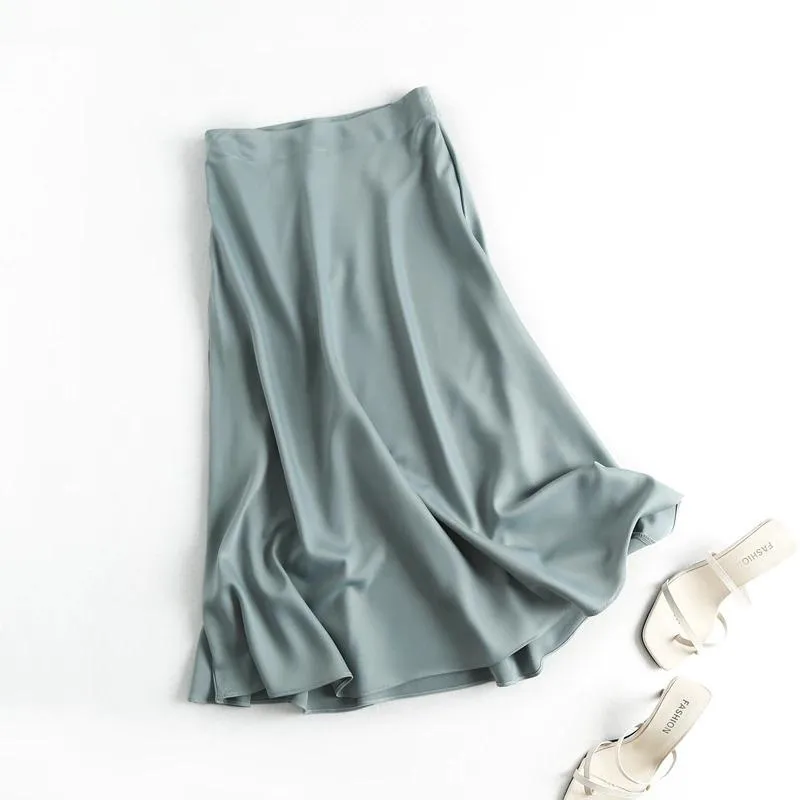 Classy Vibrant Midi A-Line Skirt with Side Zipper