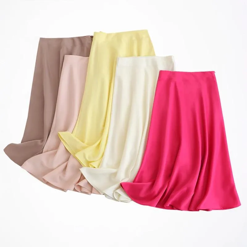 Classy Vibrant Midi A-Line Skirt with Side Zipper