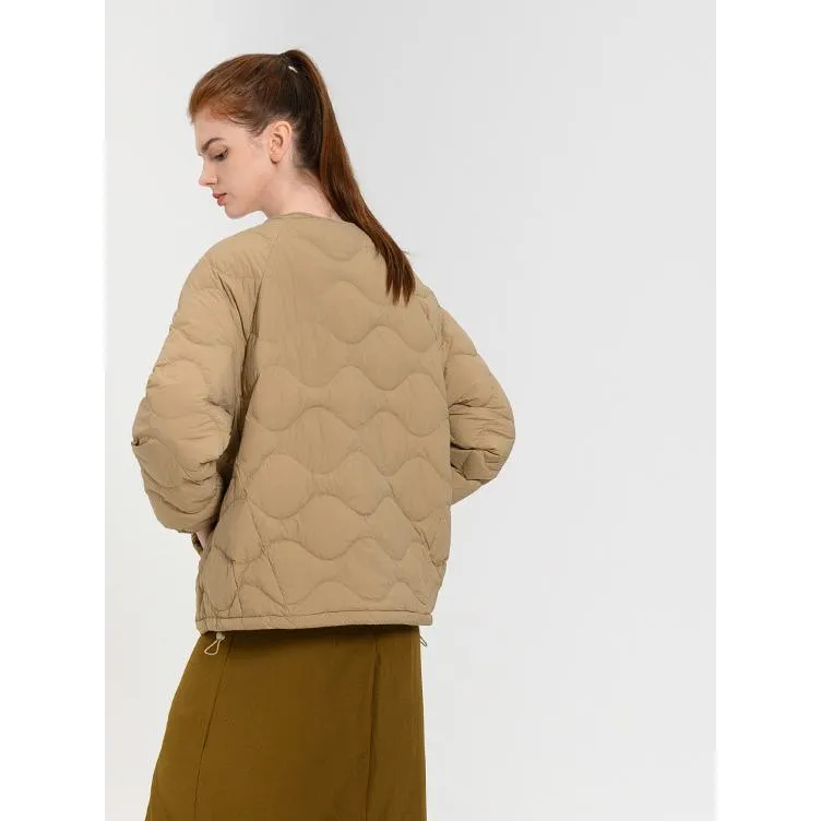 Collarless Lightweight Button Front Down Jacket