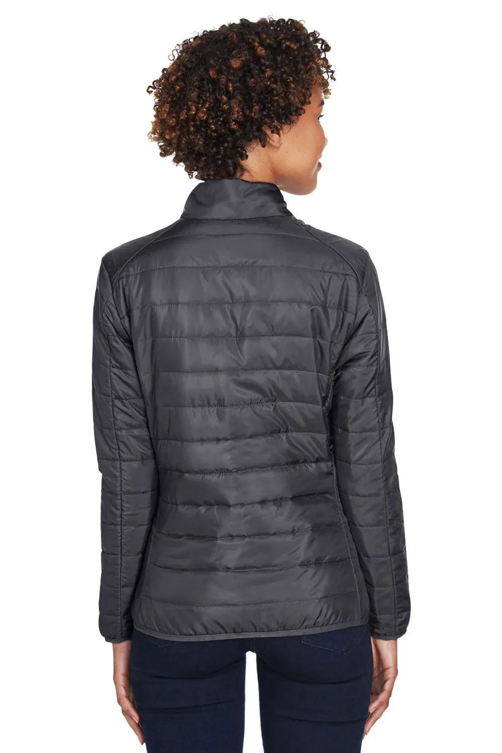 Core 365 Womens Prevail Packable Puffer Water Resistant Full Zip Jacket - Carbon Grey