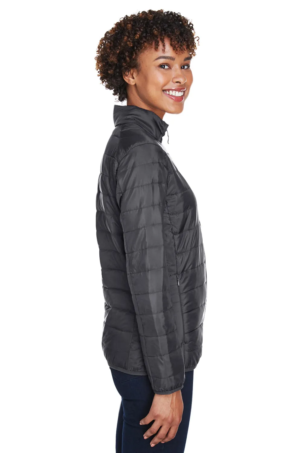 Core 365 Womens Prevail Packable Puffer Water Resistant Full Zip Jacket - Carbon Grey