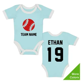 [Custom] Endanzoo Organic Baby Bodysuit Short Sleeve I Baseball Team I Back & Front