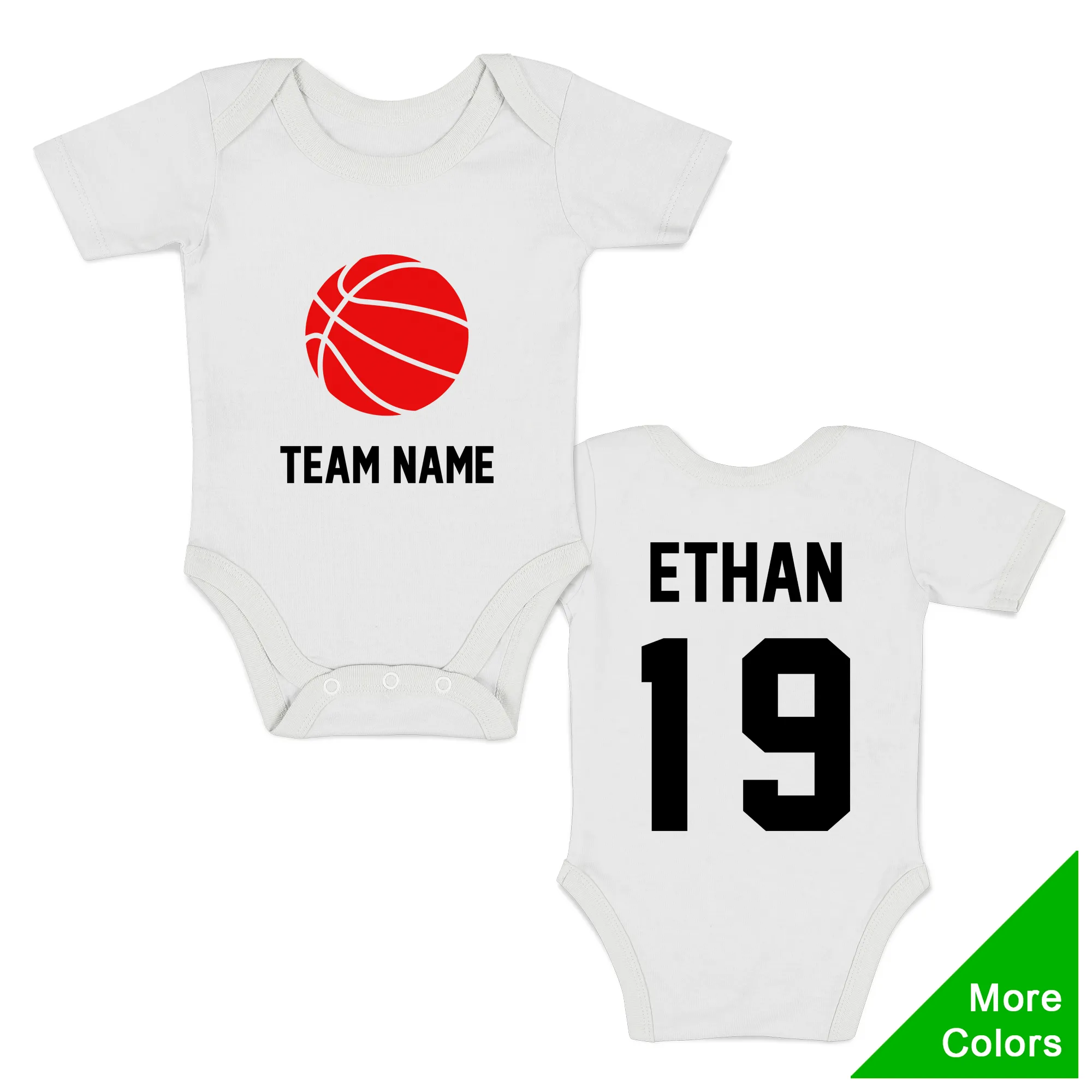 [Custom] Endanzoo Organic Baby Bodysuit Short Sleeve I Basketball Team I Back & Front