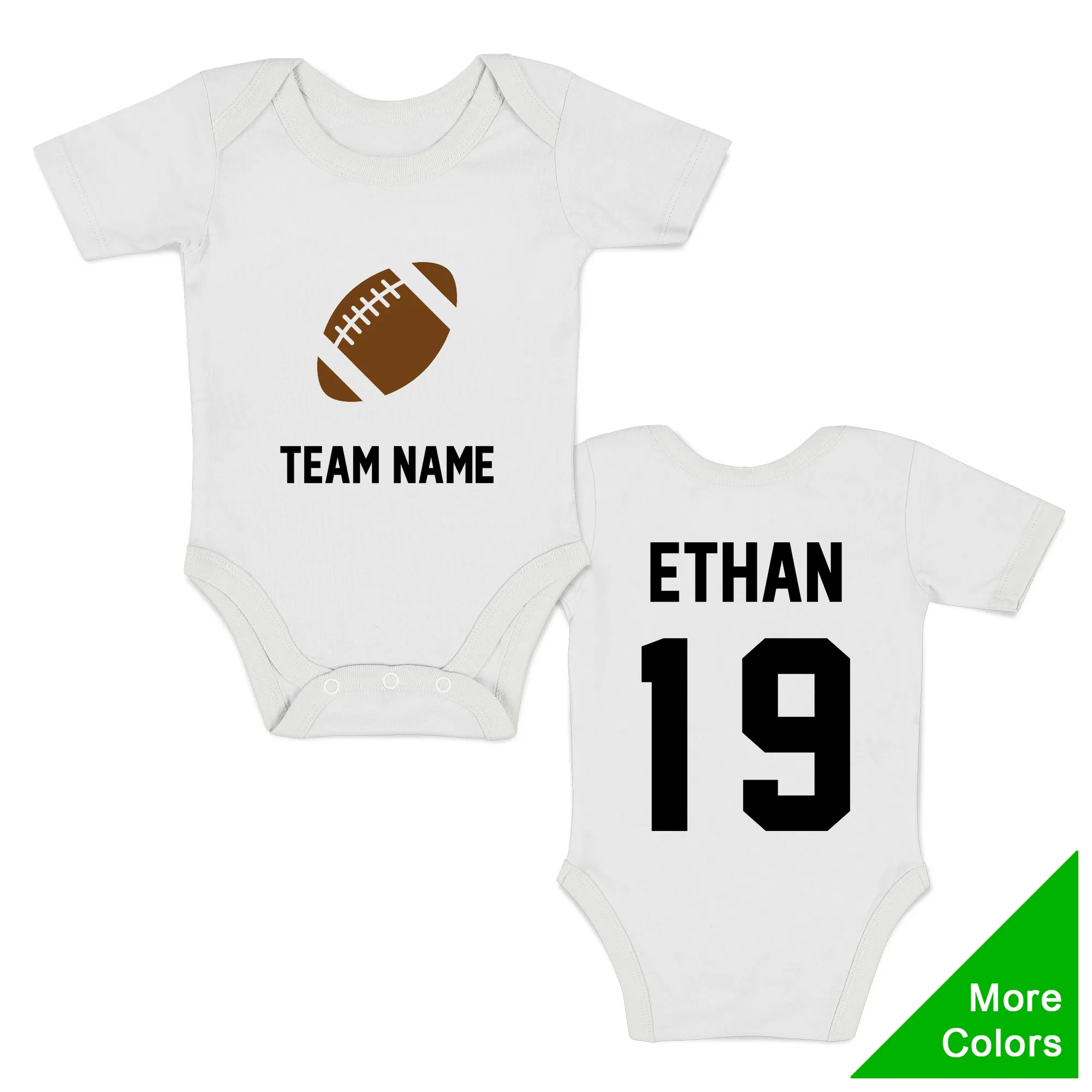 [Custom] Endanzoo Organic Baby Bodysuit Short Sleeve I Football Team I Front & Back