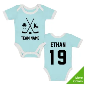 [Custom] Endanzoo Organic Baby Bodysuit Short Sleeve I Hockey Team I Front & Back