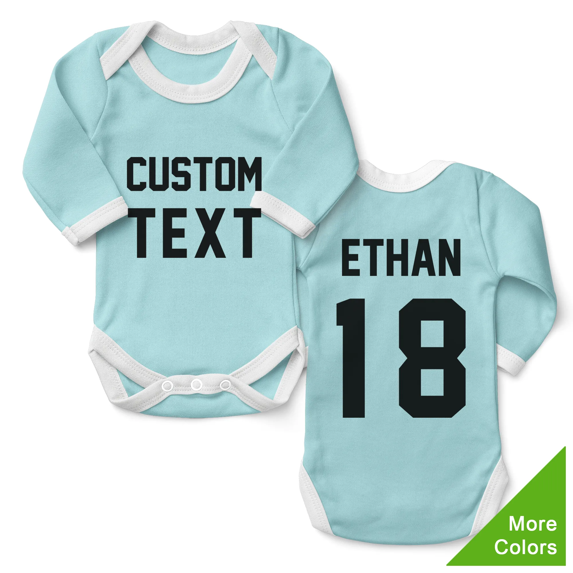 [Custom TEXT] Endanzoo Organic Baby Bodysuit Long Sleeve I Sports Team I Front & Back