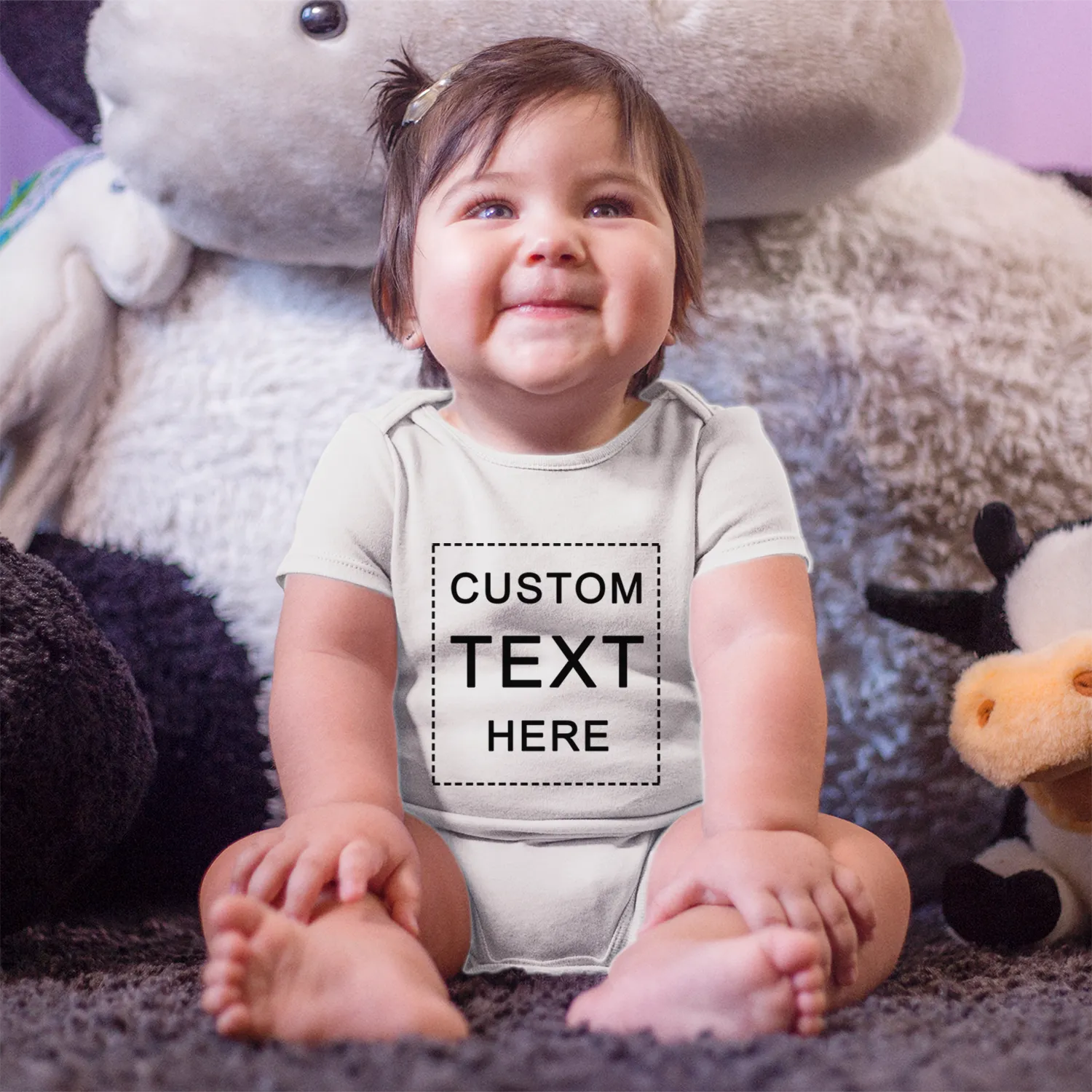 [Custom TEXT] Endanzoo Organic Baby Bodysuit Short Sleeve I Sports Team I Front & Back